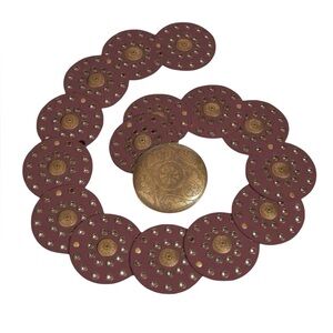 Faux brown leather belt with metal buckle